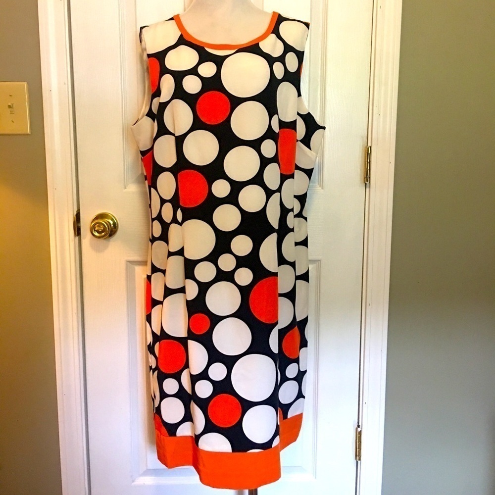 60’S spin-off ILE shift dress sz 16. Large polka dot. Sleeveless. Boho, office. - Picture 1 of 10